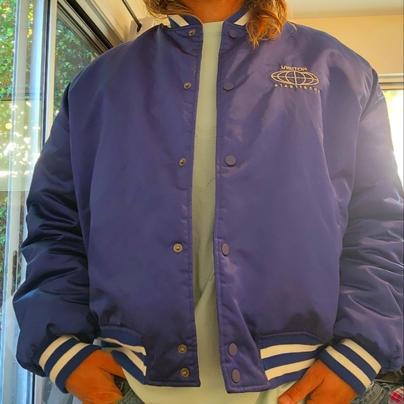 Electric Blue Bomber with awesome Back embroidery by 'Visitor On Earth'. - Picture 6 of 7